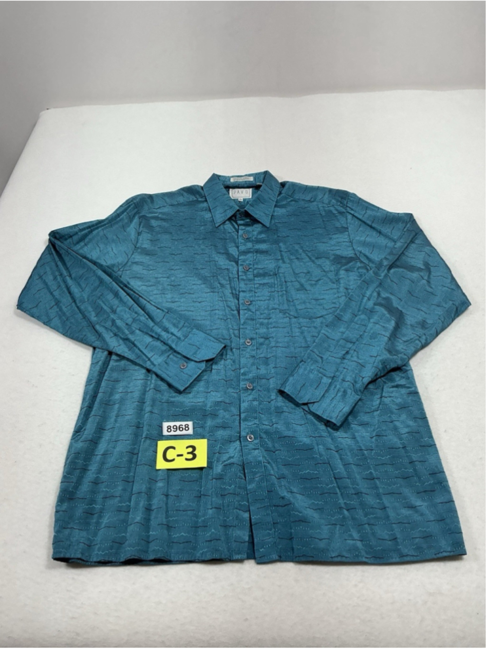Mens Excellent Pavo Button Down Dress Shirt Large Aqua 16-16.5